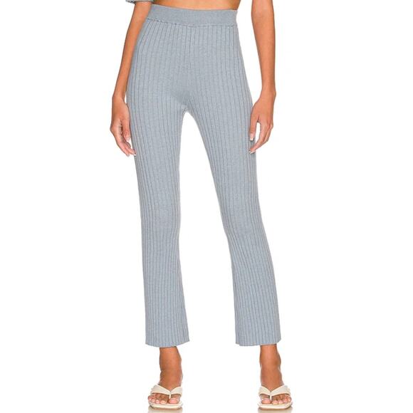 Something Navy Ribbed wide leg pants, cashmere blend, slate blue,size medium - Picture 1 of 10